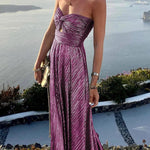 Sleeveless Chest Wrapping Dress Summer Women Sexy Hollow Out Solid Strapless Ladies Maxi Party Dress Fashion Streetwear Vestidos RT220