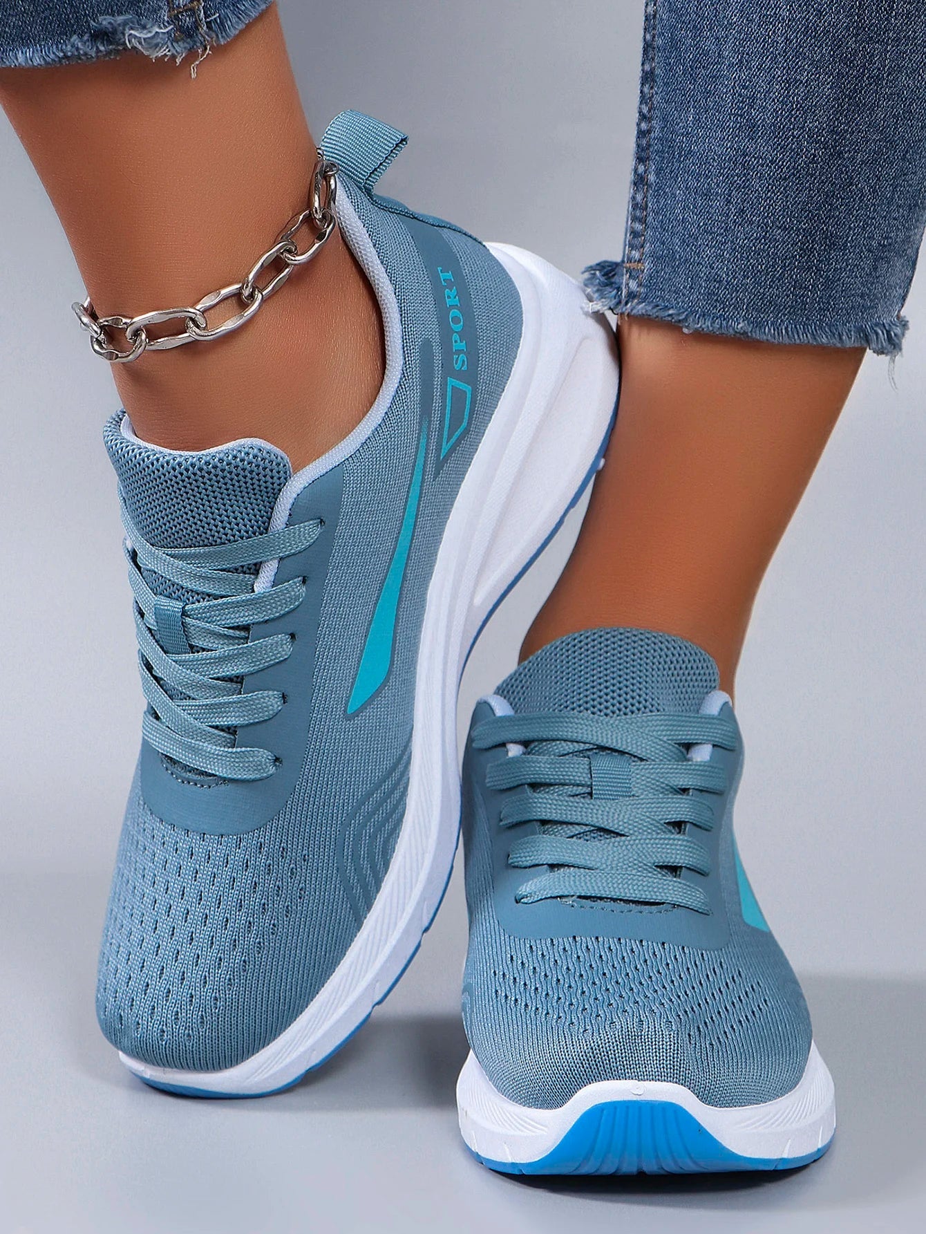 Spring new women's sports shoes, fashionable, breathable, lightweight, non-slip, wear-resistant, casual sports shoes, flat shoes RT220