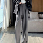 Elegant Wide Leg Pants Women Korean Style High Waist Black Baggy Pants Office Ladies Fashion Loose Suit Trousers Streetwear 2024 RT220