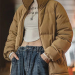 Maden Women Down Jacket Autumn Winter 90% White Duck Down Thickened and Warm Stand Collar Outerwear Coat Windproof Jacket RT220