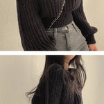 Loose Vintage Harajuku Lantern Long Sleeve Women Sweater Korean Autumn Winter Knitwear Soft Warm Tops Chic Solid Femme Sweater RT220