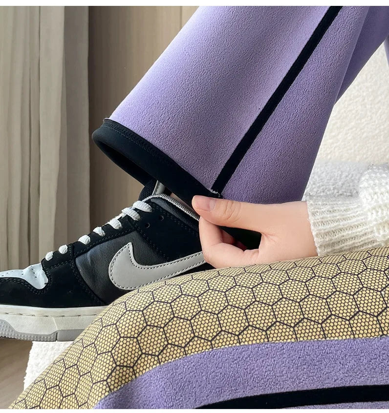 Thickened Black Gold 600g Micro Flared Shark Suit Women's Outerwear High-Waisted Slimming Bell-Bottom Pants High Elasticity RT220