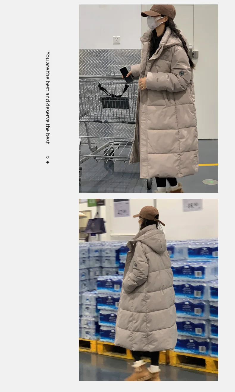 ITOOLIN Women oversize Loose Coat Zipper Pockets Down Coat Turtleneck Thicken Long Coat Casual Parkas Women 2023 Autumn Winter RT220