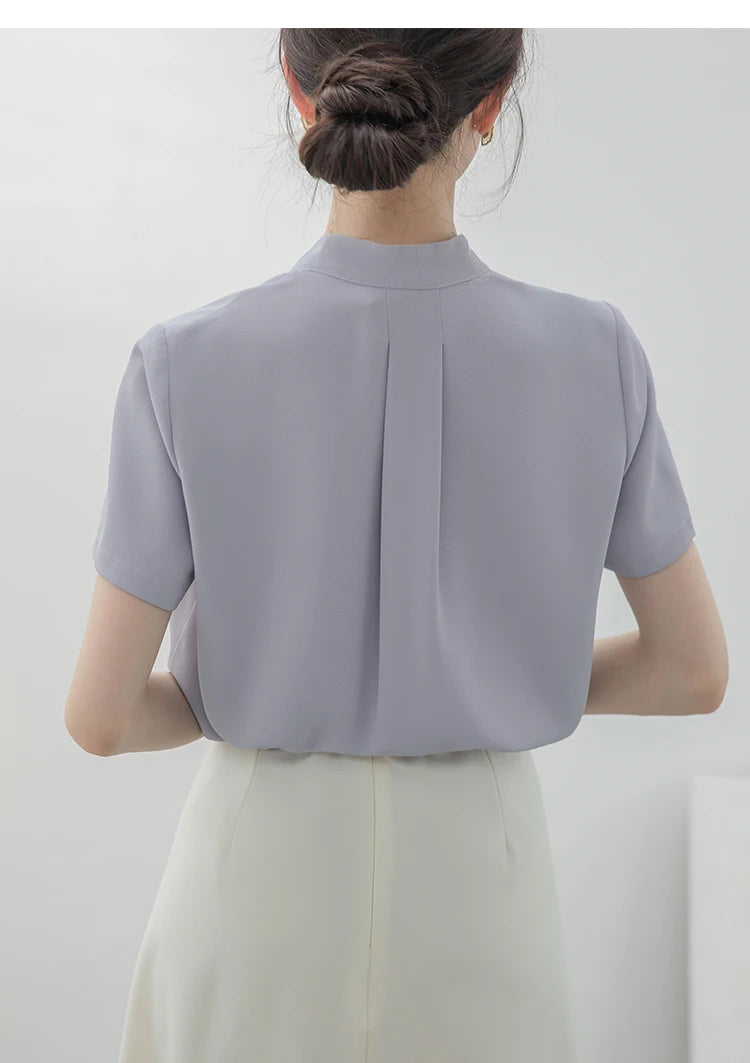 2025 Fashion Summer Short Sleeve V-Neck Women Blouse White Blouse Shirt Women Tops Blouses Shirts Blusas Para Mujer Camisas XL86 RT220