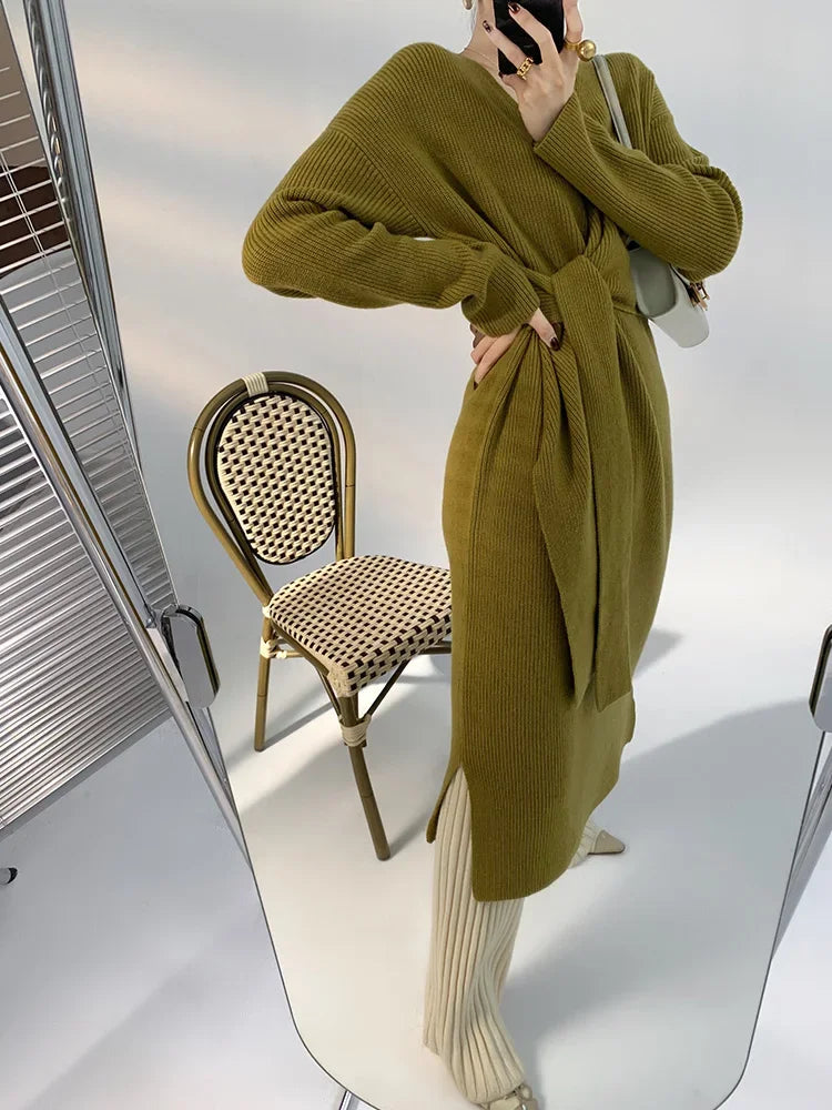 Autumn Winter Casual Thick Knitted Pant Women Long Trousers Elastic High Waist Kniting Wide Leg Pants Striped Pantalon RT220