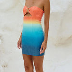 Summer Sexy Lady Backless Mini Party Dress Women Elegant Sequined Slim Fit Dress Female Casual Printing Strapless Dress Vestidos RT220