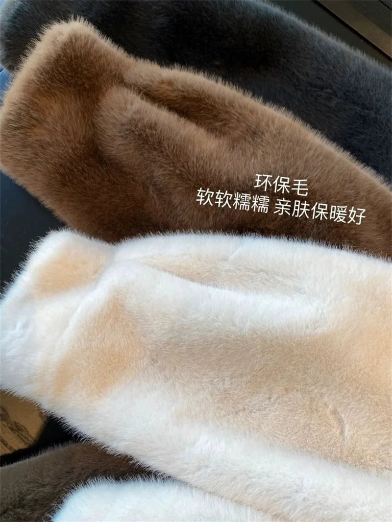 2024 Women Solid Color Stand Collar Mink Fur Top Female Long Sleeves Fox Fur Jacket Spring Autumn Lady Short Leather Fur Outwear RT220