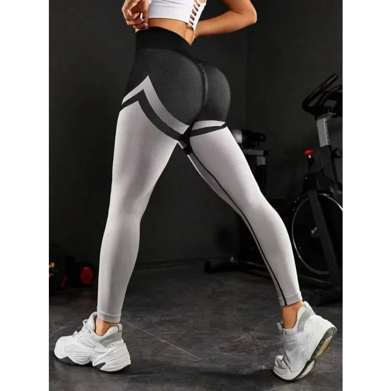 Seamless Stripes Leggings High Waist Butt Lift Leggings Women High Elastic Fitness Fashion Sports Pants Gym Cycling Yoga Tights RT220