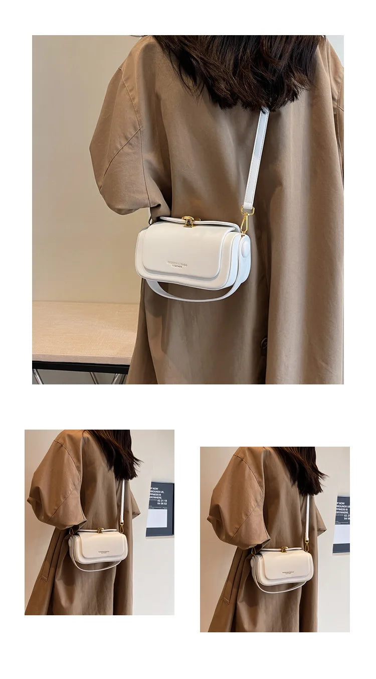 Classic Black Shoulder Bag Women's Versatile Retro Crossbody Square Bags 2024 New Large Capacity Textured Leather Flap Handbags RT220