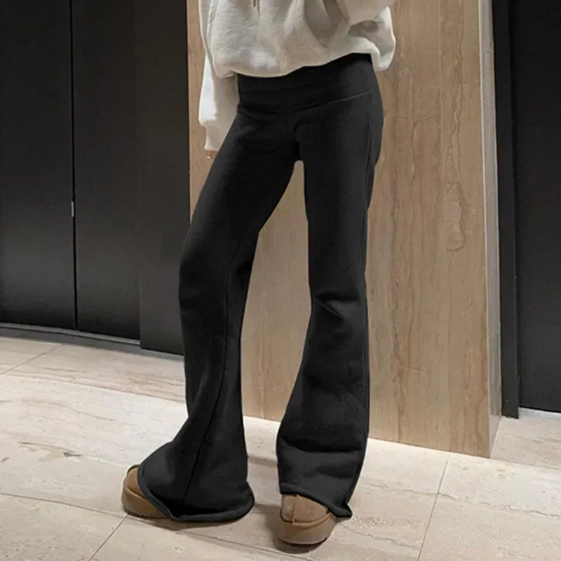 Casual Sexy Basic Solid Flare Pants Y2K Slim Low-Waisted Boot Cut Pants Women 2024 Autumn Spring Fashion Streetwear Lady RT220