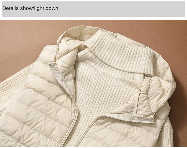 New Fashion Female Sleeveless Jacket Women Winter Light White Duck Down Jacket Slim Puffer Vest Portable Windproof Down Coat RT220
