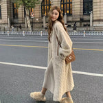 Women Fur Cardigan Thickened Long 2024Autumn Winter V-neck Jacket Female Loose Simple Leisure With Buttons Casual Faux Fur Coat RT220