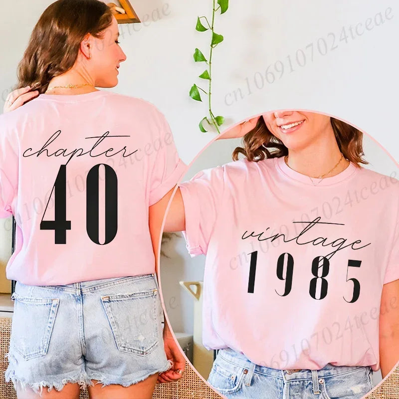 Tshirts for Women Classic 40th Milestone Best Friend Classic T-shirts for Women Vintage 40th Birthday Year RT220