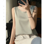 Women Tops Solid Spring Summer Casual Crop Tops Sexy O-neck Tank Tops Office Lady Pink White Top 2024 Fashion Korean Tank Top RT220