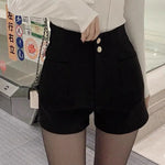 Plus Velvet Thicker Shorts Women Korean Style All-match Sexy Kpop High Waist Autumn Winter Club Streetwear Fashion Solid Buttons RT220