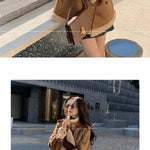 2024 Autumn Winter New Medium Long Double-breasted Lambswool Suede Woolen Coat Women Add Velvet Padded Warm Fur One Woolen Coats RT220