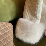 Autumn Winter Women's White Imitation Fox Fur Single Breasted Short Jacket New High-Quality Cotton/Non Cotton Wool Coats RT220