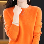 100% Merino Wool Knitted Sweater Autumn/Winter 2024 New Women's Round Neck Hollow Top 11 Color Pullover Versatile Coat NJR1107 RT220