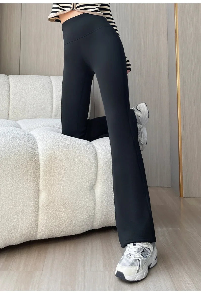 Thickened Black Gold 600g Micro Flared Shark Suit Women's Outerwear High-Waisted Slimming Bell-Bottom Pants High Elasticity RT220