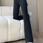 Thickened Black Gold 600g Micro Flared Shark Suit Women's Outerwear High-Waisted Slimming Bell-Bottom Pants High Elasticity RT220