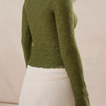 CHRONSTYLE Vintage Women Spring Fall Slim Fit Lace T-shirts Crop Tops Long Sleeve Low Cut Tie Up Tees Shirts Party Clubwear 2023 RT220