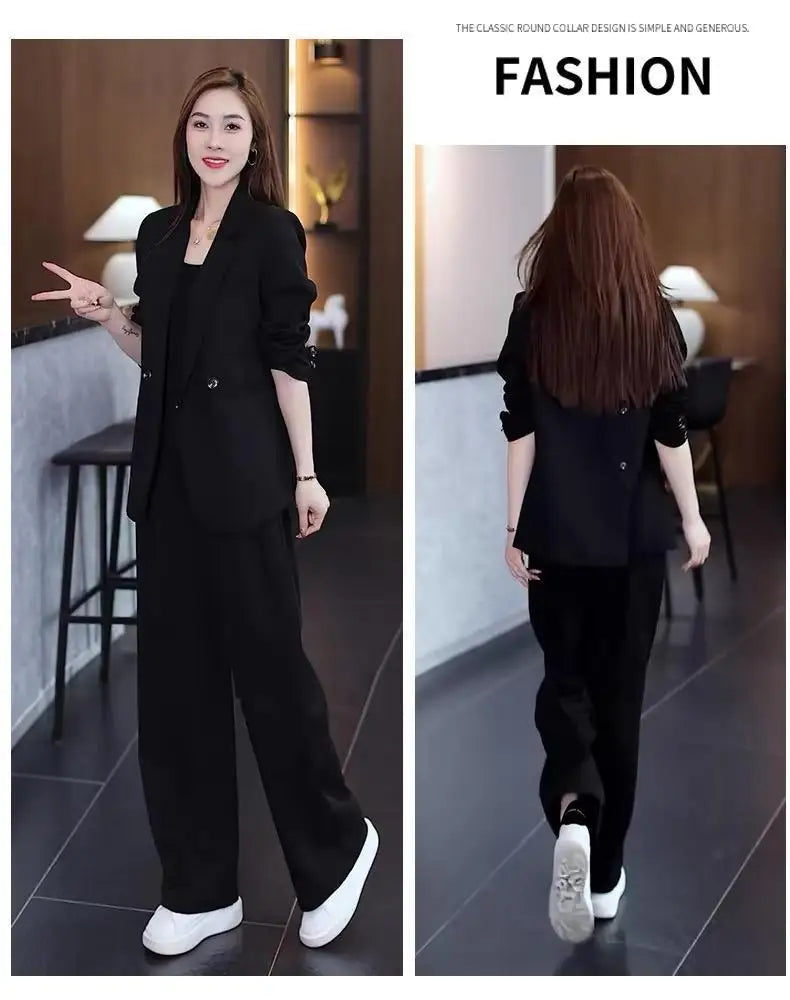 Women's 2025 Spring New Fashionable and Stylish Professional Suit Two Piece Set Korean Elegant Casual Suit Pants Two Piece Set RT220