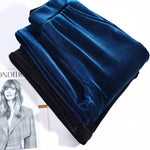 Golden Velvet Wide Legged Pants 2024 Spring and Autumn High Waist Hanging Good Casual Pants Blue Loose Straight Women's Pants6XL RT220