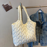 Lingge Embroidered Thread Women's Bag New Small Design Sense Handbag Simple And Large Capacity Shoulder Fabric Bag RT220