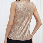 Women Top Shiny Glitter Sequin Sleeveless T-shirt Vest Tank Tops Fashion Sexy Camis New Cocktail Party Clubwear Evening T-shirts RT220