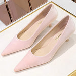 Western Style Fashion Simplicity Party Women Shoes 4.5cm Thin Heels Mid-heels Shallow Pointed Toe Flock Ladies Shoes Wine Red RT220