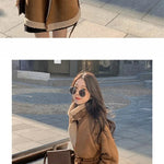 2024 Autumn Winter New Medium Long Double-breasted Lambswool Suede Woolen Coat Women Add Velvet Padded Warm Fur One Woolen Coats RT220