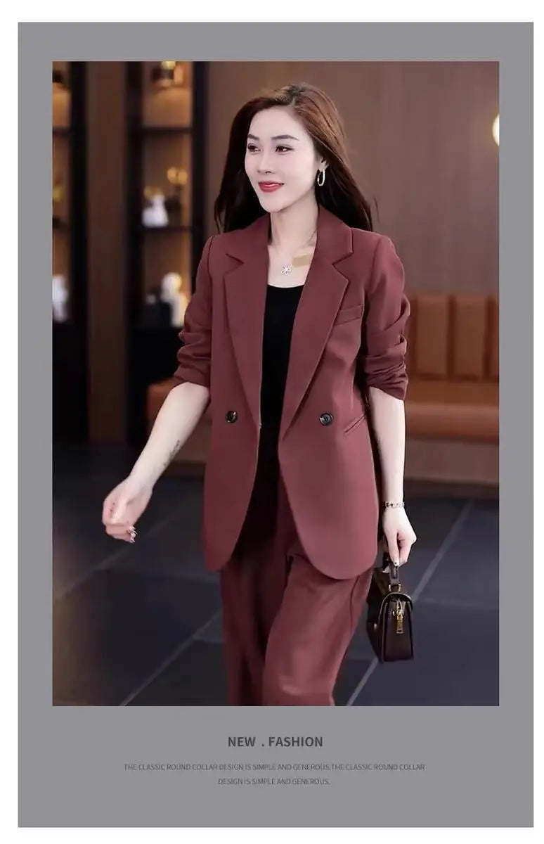 Women's 2025 Spring New Fashionable and Stylish Professional Suit Two Piece Set Korean Elegant Casual Suit Pants Two Piece Set RT220