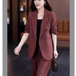 Women's 2025 Spring New Fashionable and Stylish Professional Suit Two Piece Set Korean Elegant Casual Suit Pants Two Piece Set RT220