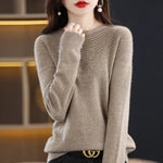 100% Merino Wool Knitted Sweater Autumn/Winter 2024 New Women's Round Neck Hollow Top 11 Color Pullover Versatile Coat NJR1107 RT220