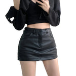Fashion Sexy PU Leather Shorts Skirt Women Black High Waisted A-line Mini Skirts Y2K Streetwear Female Hot Girl Shorts RT220