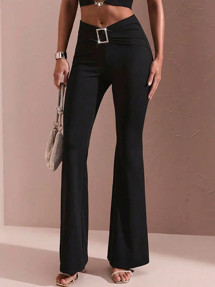 Summer Black Sexy Women's Trousers Streetwear Fashion Sequined New Pants Elegant Female Casual Slim Versatile Trousers Clothing RT220