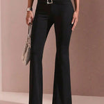 Summer Black Sexy Women's Trousers Streetwear Fashion Sequined New Pants Elegant Female Casual Slim Versatile Trousers Clothing RT220