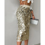 Elegant Mini Dresses Women Fashion Dress Version Sparkling Elastic Waist Side Split Casual High Waist Party Half Skirt 2024 Fall RT220