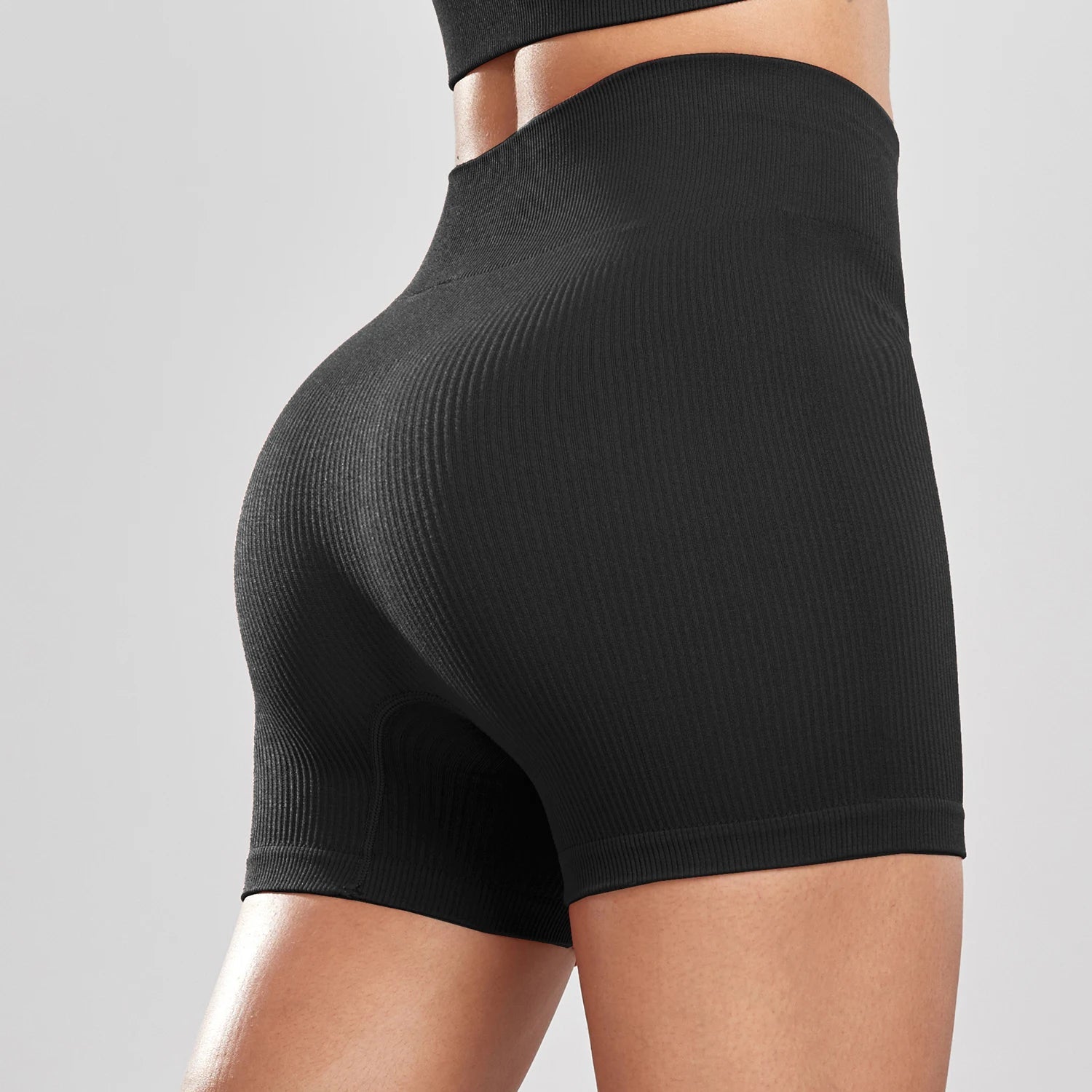 Women's Solid Color High Waist Simple Yoga Fitness Daily Ribbed Sports Cycling Leggings RT220
