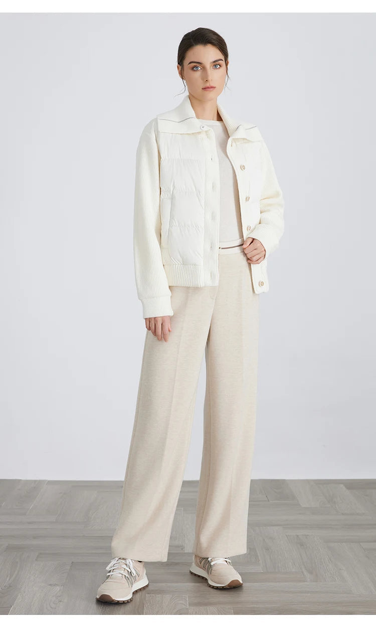 BC930 100% wool and white goose down spliced down jackets for women of high quality from luxury brands coats RT220