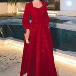 Red Elegant Fish Tail Dress 2025 Performance Host Bridesmaid Group Graduation Ceremony Ball Gown for Sisters RT220