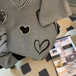 Women Three dimensional Love Ironing Short-sleeved T-shirt 2023 Summer New Casual Fashion Loose Grey Pullover Female RT220