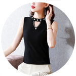 Women Spring New Fashion Sweet Pullovers Base Layers Candy Color Diamonds Hollow Out Knit Vest Slim Versatile Sleeveless Tops RT220