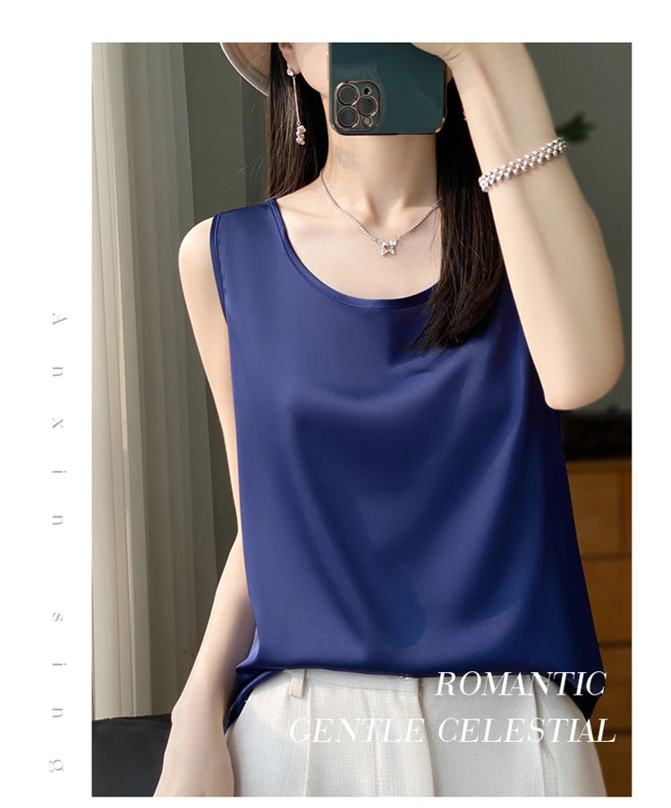 Women Tops Solid Spring Summer Casual Crop Tops Sexy O-neck Tank Tops Office Lady Pink White Top 2024 Fashion Korean Tank Top RT220