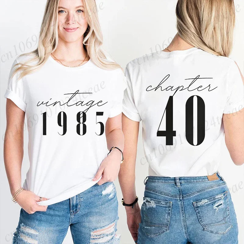 Tshirts for Women Classic 40th Milestone Best Friend Classic T-shirts for Women Vintage 40th Birthday Year RT220