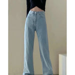 Autumn Spring Jeans Women Denim Pants Vintage Straight Trousers Fashion Female White Black Solid Loose Casual Wide Leg Pants RT220