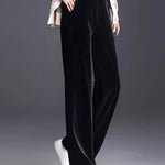 Golden Velvet Wide Legged Pants 2024 Spring and Autumn High Waist Hanging Good Casual Pants Blue Loose Straight Women's Pants6XL RT220