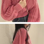 Loose Vintage Harajuku Lantern Long Sleeve Women Sweater Korean Autumn Winter Knitwear Soft Warm Tops Chic Solid Femme Sweater RT220