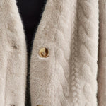 Women Fur Cardigan Thickened Long2025Spring And Autumn V-neck Jacket Female Loose Simple Leisure With Buttons Faux Fur Mink Coat RT220