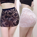 Women Sexy Erotic Slim Fit Lace See Through Wrap Hip Sheer Underdress Tight Lingerie Clubwear Allure Female Ultrashort Skirt RT220